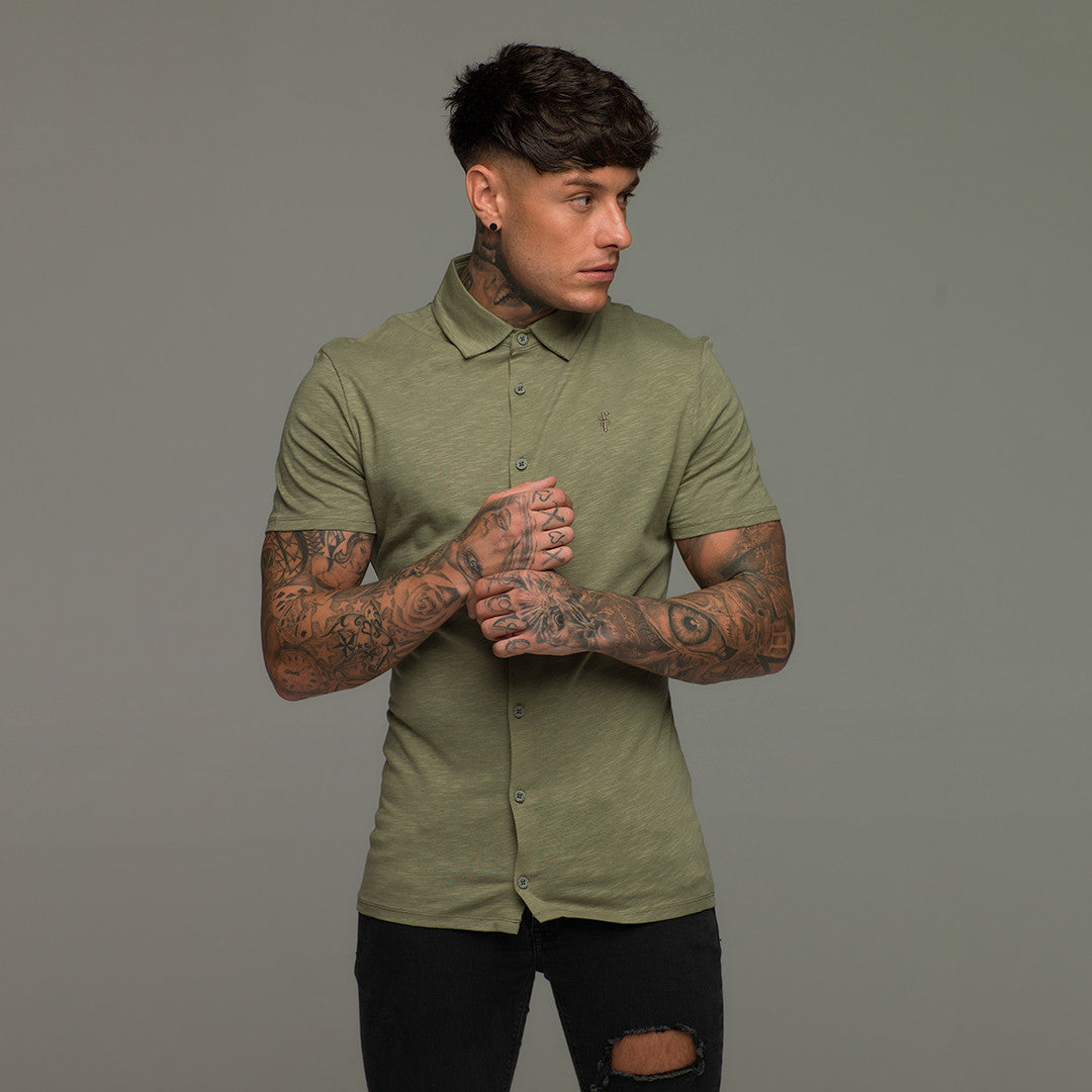 Super Slim Khaki Jersey Short Sleeve - FSH014 (LAST CHANCE)