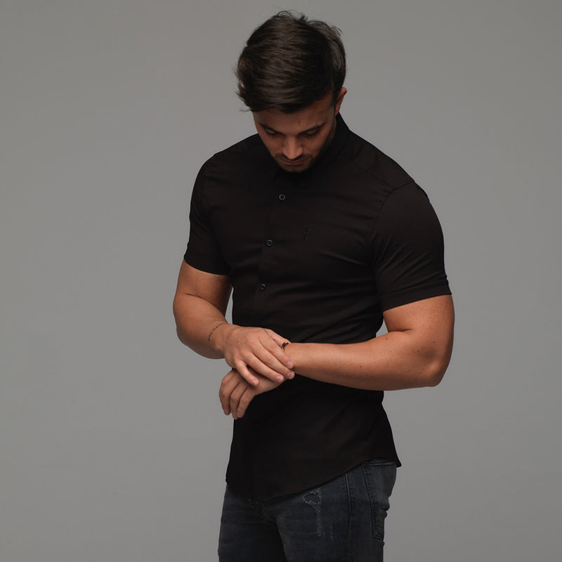 Father Sons Super Slim Luxe Ultra Stretch Classic Black Short Sleeve -  FS227