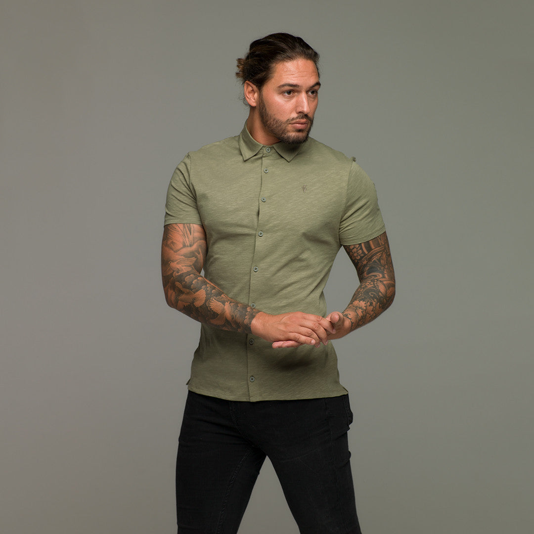 Super Slim Khaki Jersey Short Sleeve - FSH014 (LAST CHANCE)
