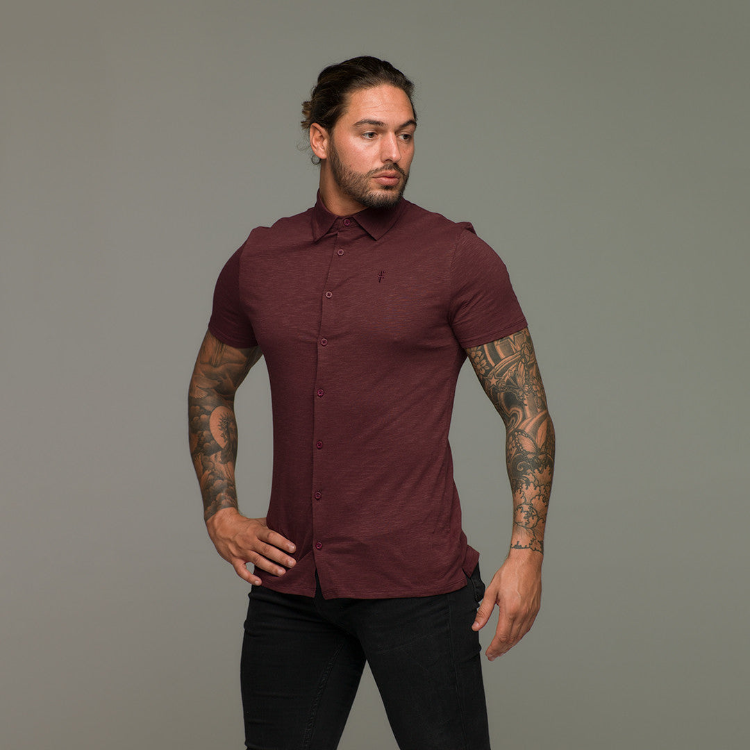 Burgundy Jersey Short Sleeve - FSH016 (LAST CHANCE)