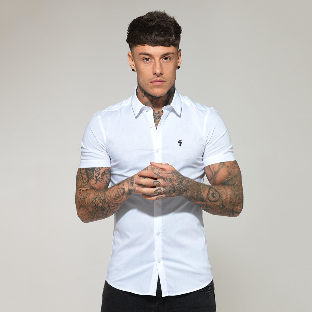 Super Slim Stretch Classic White Short Sleeve - FS126