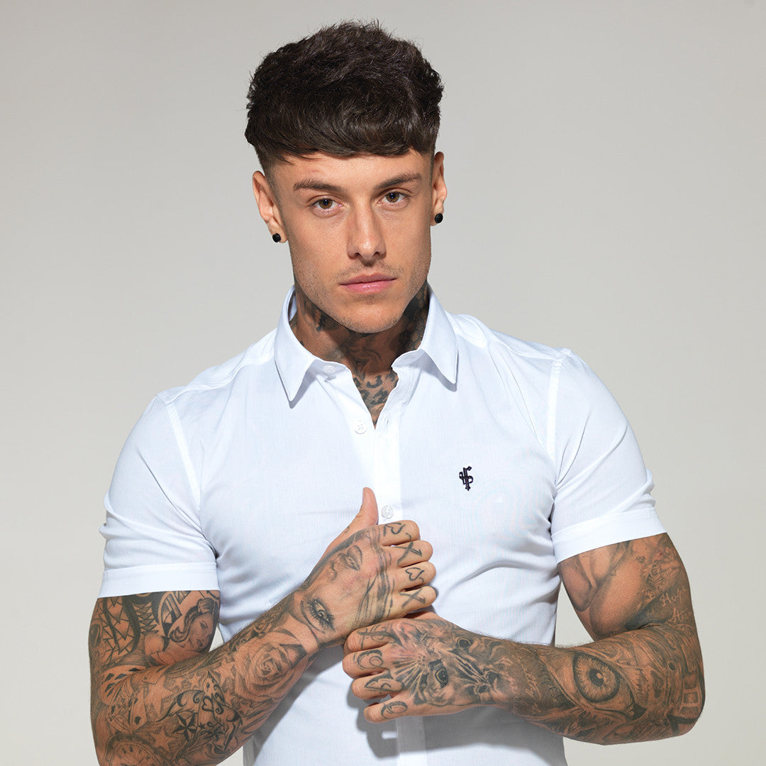 Super Slim Stretch Classic White Short Sleeve - FS126