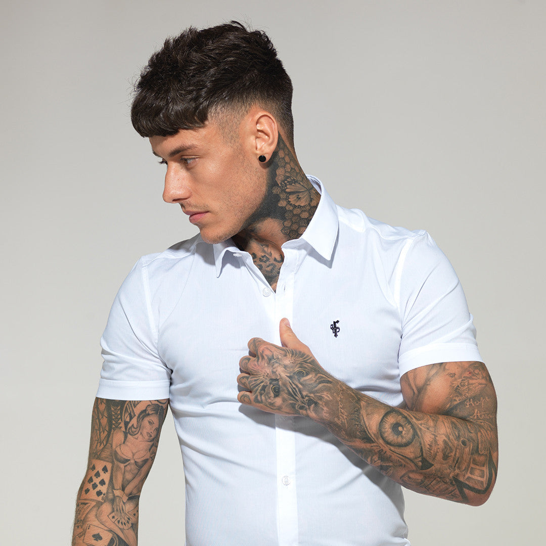 Super Slim Stretch Classic White Short Sleeve - FS126