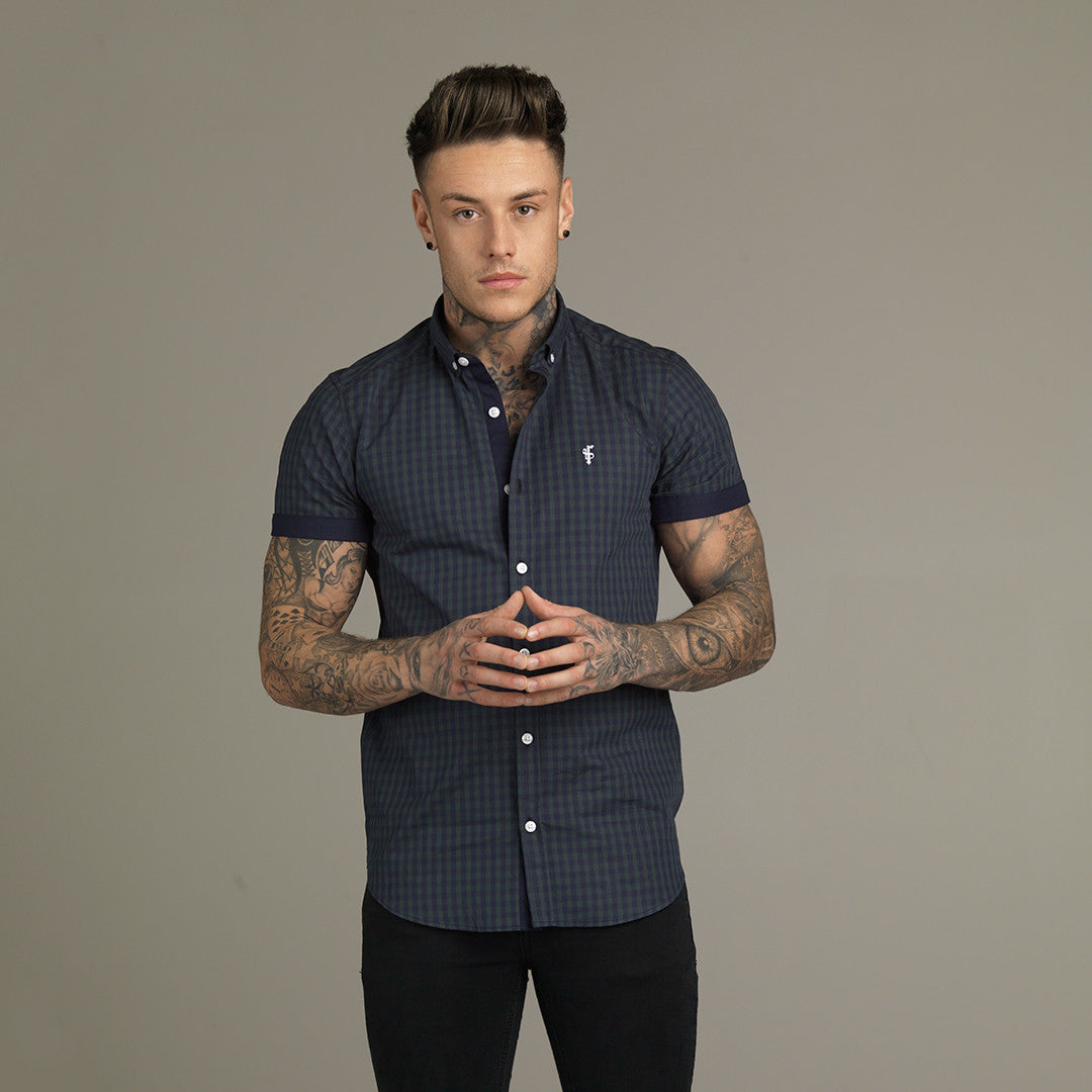 Green & Navy Tartan Short Sleeve - FS082 (LAST CHANCE)