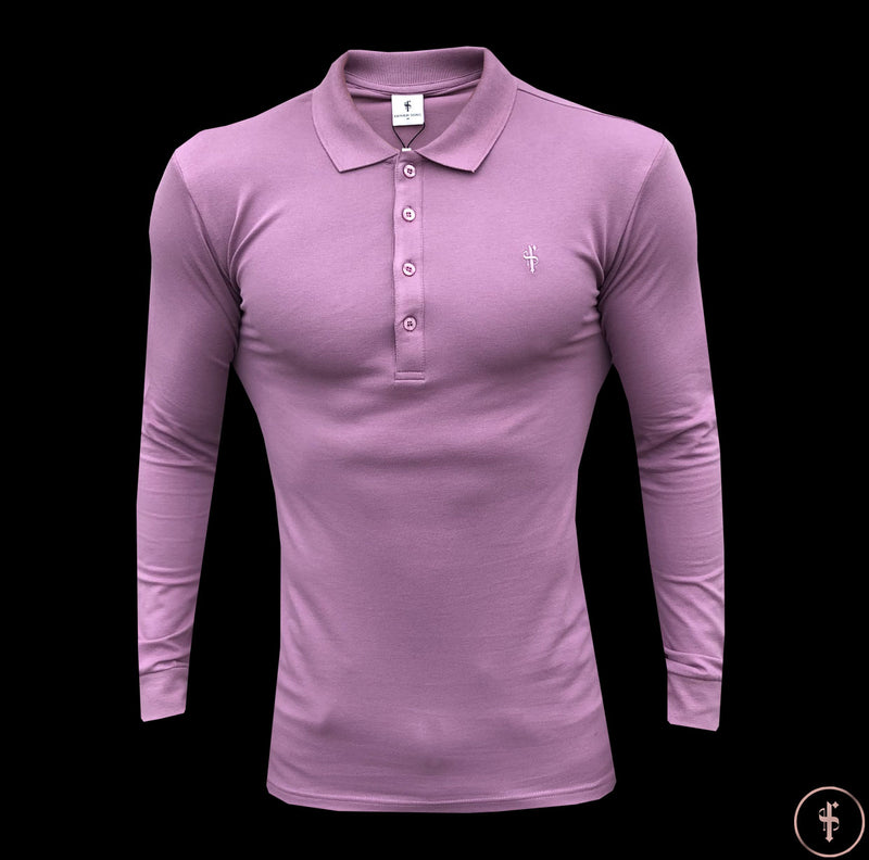 Father Sons Classic Lavender Long Sleeve Polo Shirt - FSH307