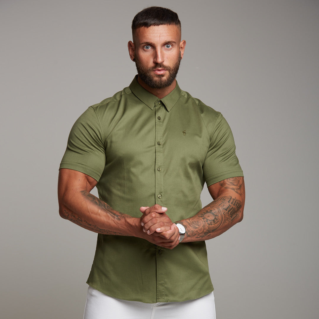 Super Slim Luxe Ultra Stretch Classic Khaki Short Sleeve -  FS338