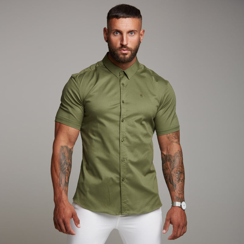 Father Sons Super Slim Luxe Ultra Stretch Classic Khaki Short Sleeve -  FS338