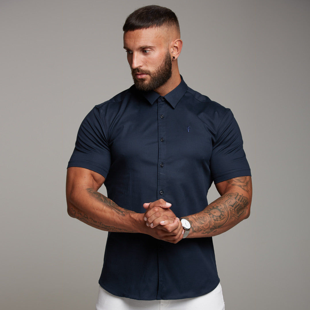 Super Slim Luxe Ultra Stretch Classic Navy Short Sleeve -  FS330