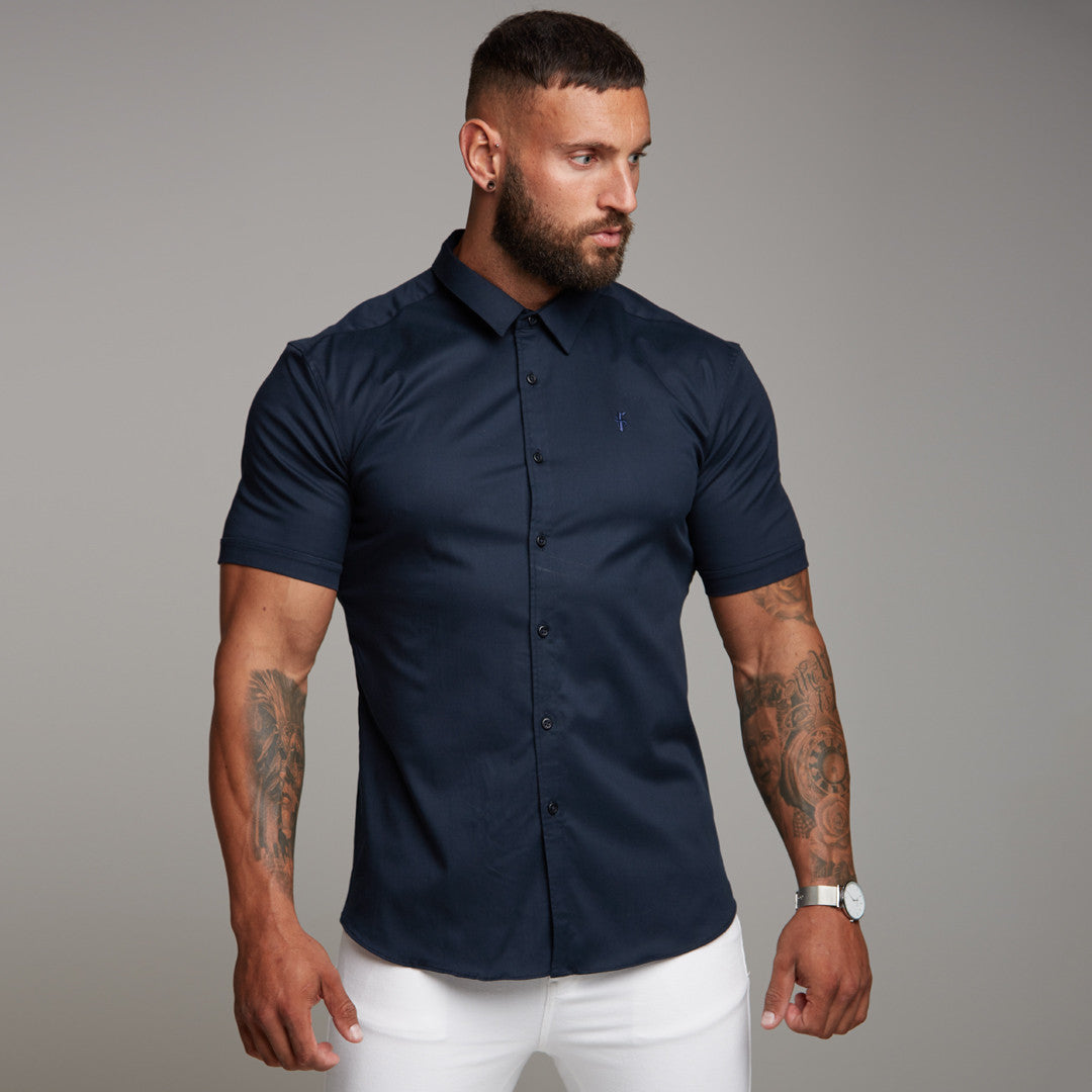 Super Slim Luxe Ultra Stretch Classic Navy Short Sleeve -  FS330