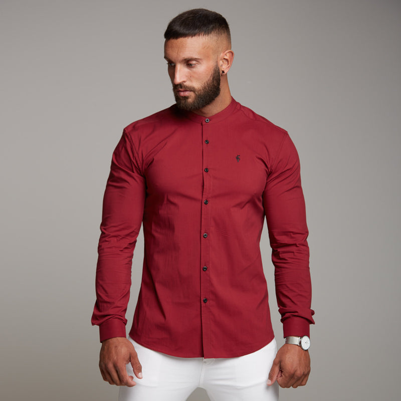 Father Sons Super Slim Stretch Classic Oxblood Grandad Collar - FS294