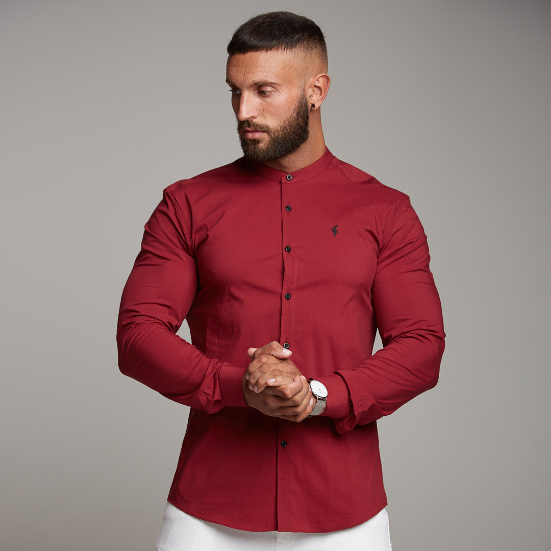 Super Slim Stretch Classic Oxblood Grandad Collar - FS294