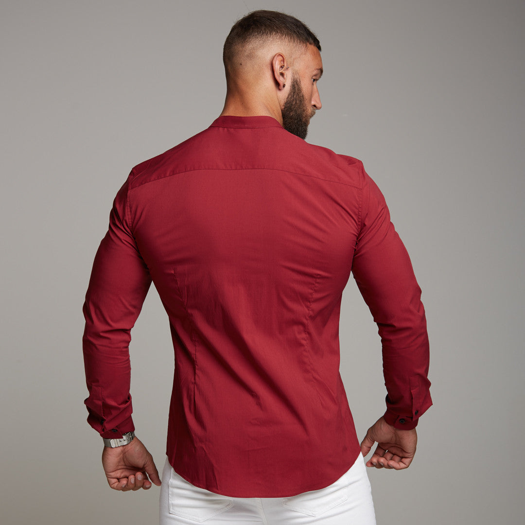 Super Slim Stretch Classic Oxblood Grandad Collar - FS294