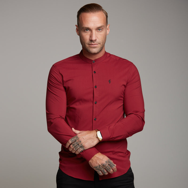 Father Sons Super Slim Stretch Classic Oxblood Grandad Collar - FS294