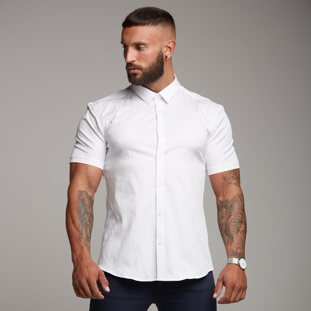 Super Slim Luxe Ultra Stretch Classic White Short Sleeve -  FS332