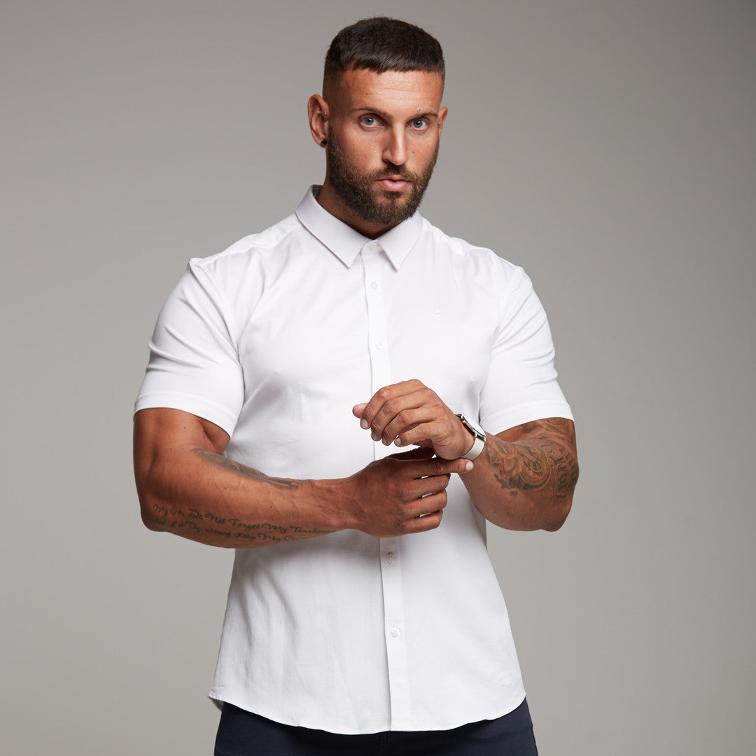 Super Slim Luxe Ultra Stretch Classic White Short Sleeve -  FS332