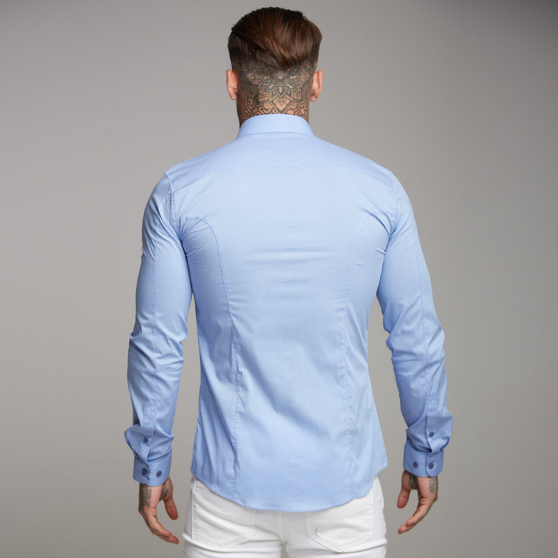 Father Sons Super Slim Stretch Classic Light Blue Panel Shirt - FS319