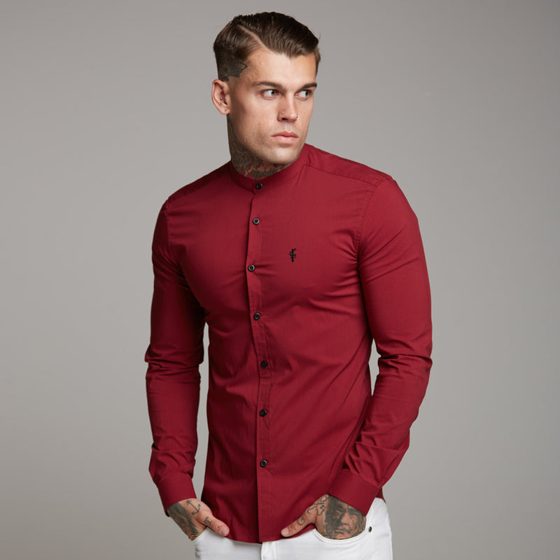 Father Sons Super Slim Stretch Classic Oxblood Grandad Collar - FS294