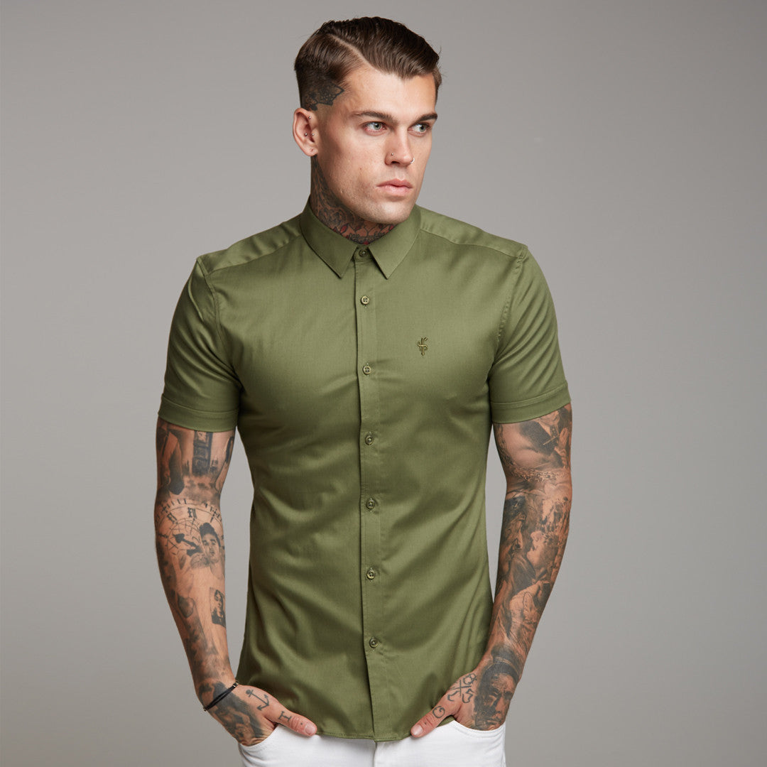 Super Slim Luxe Ultra Stretch Classic Khaki Short Sleeve -  FS338