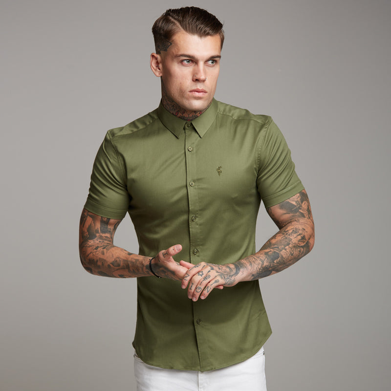 Father Sons Super Slim Luxe Ultra Stretch Classic Khaki Short Sleeve -  FS338