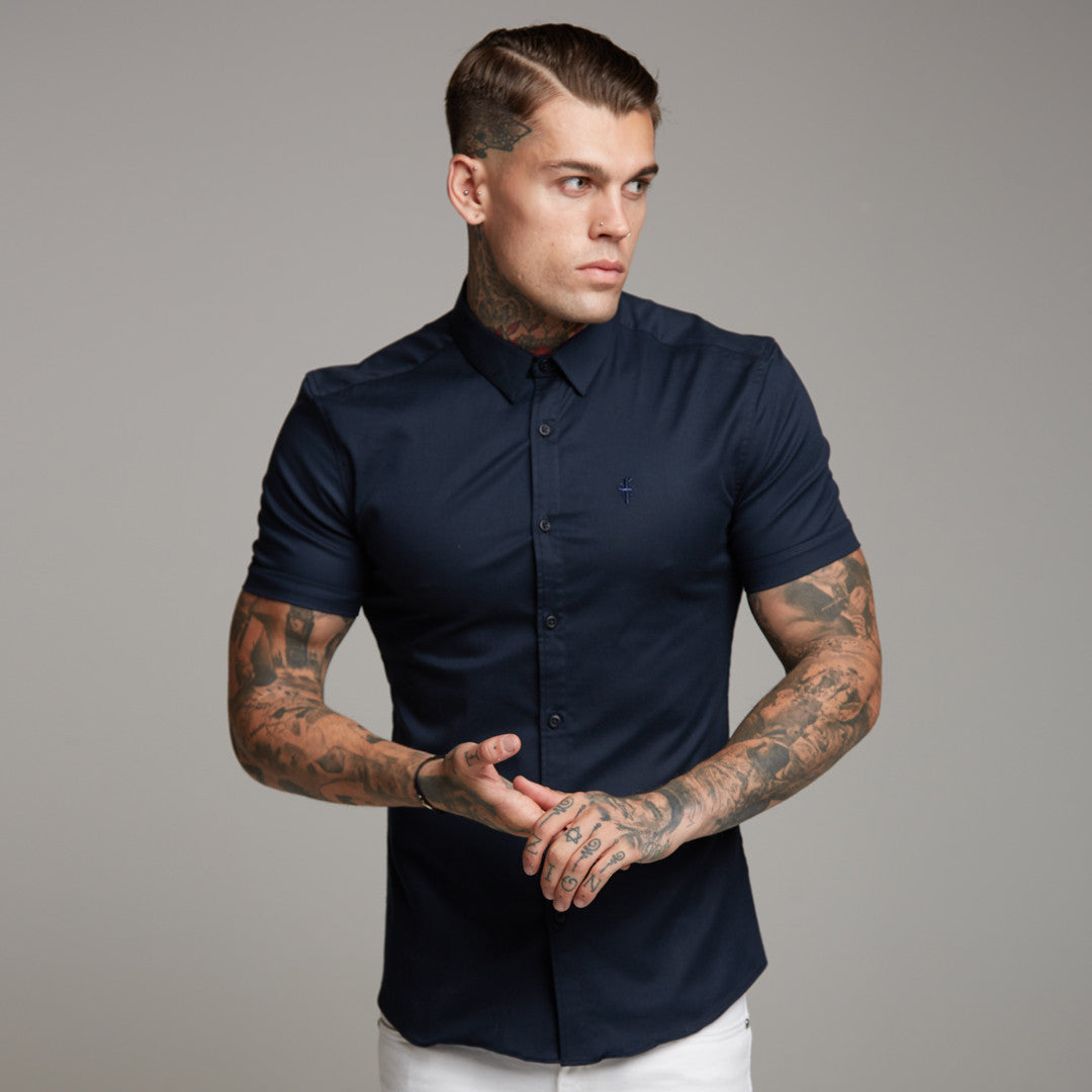 Super Slim Luxe Ultra Stretch Classic Navy Short Sleeve -  FS330