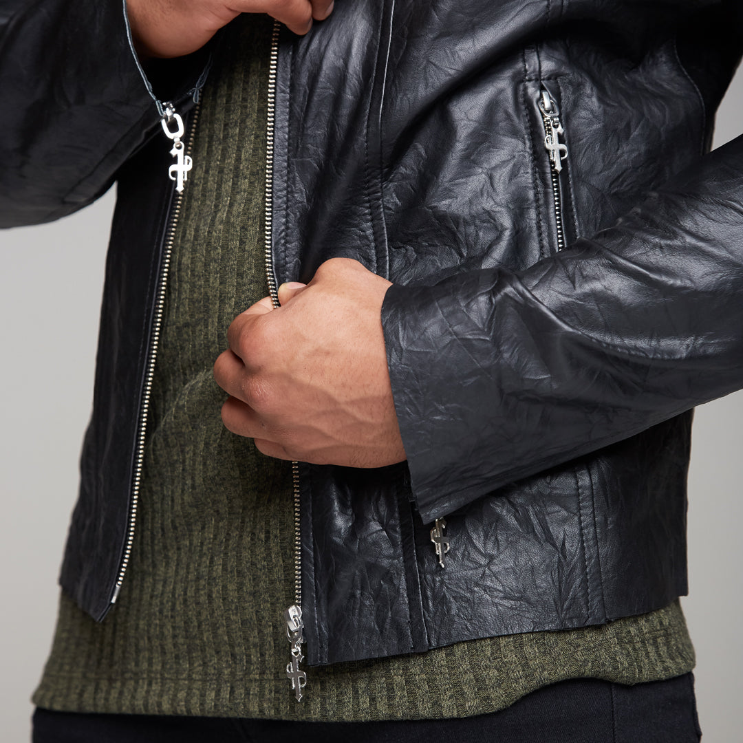 Black Lambs Leather Jacket - FSH163