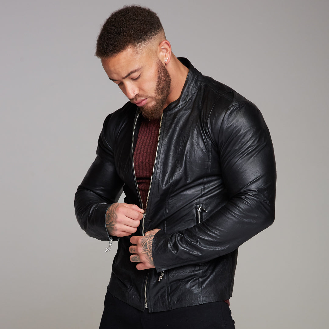 Black Lambs Leather Jacket - FSH163