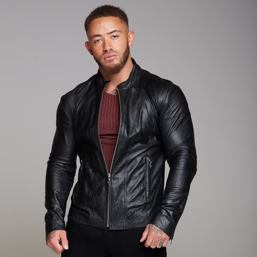 Black Lambs Leather Jacket - FSH163