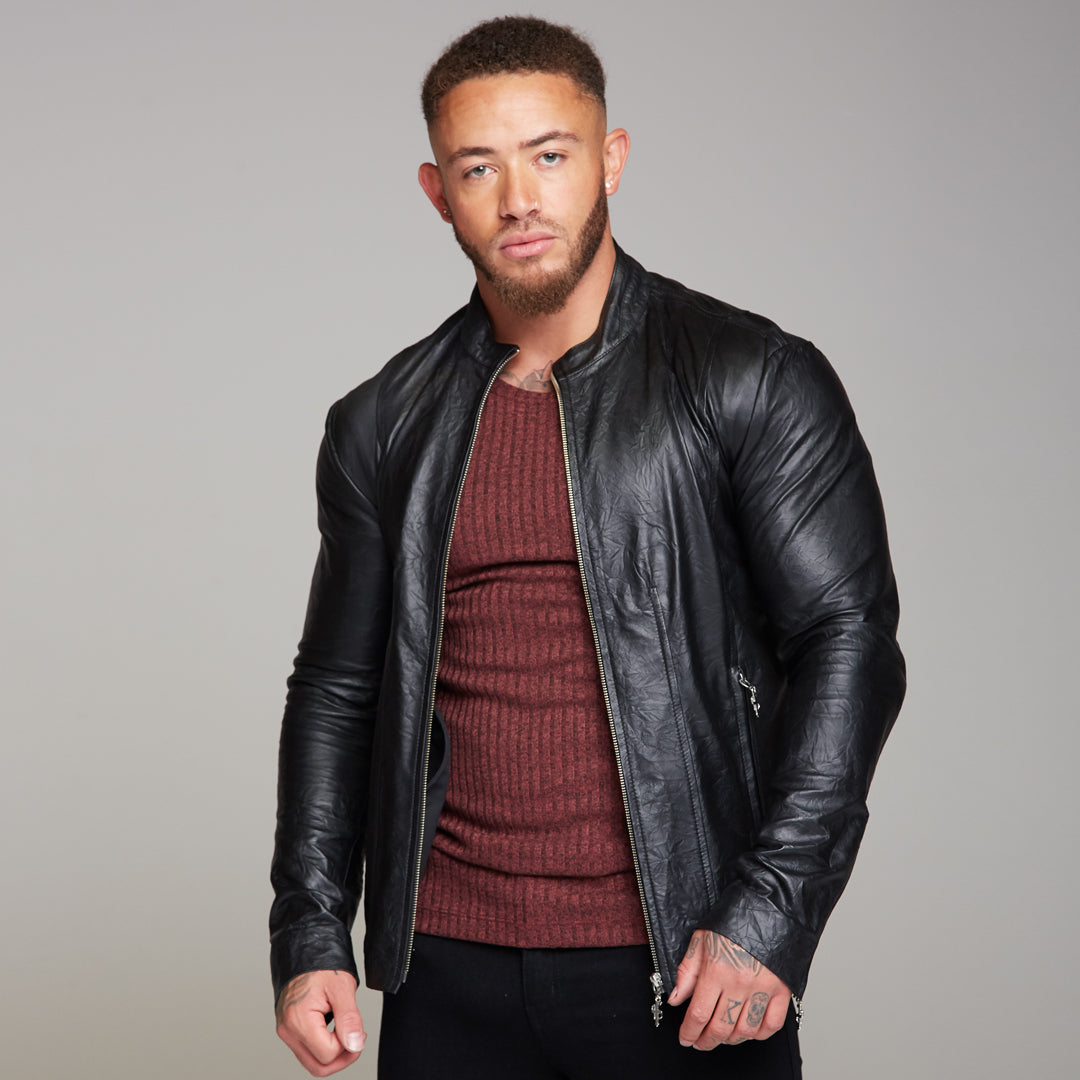 Black Lambs Leather Jacket - FSH163