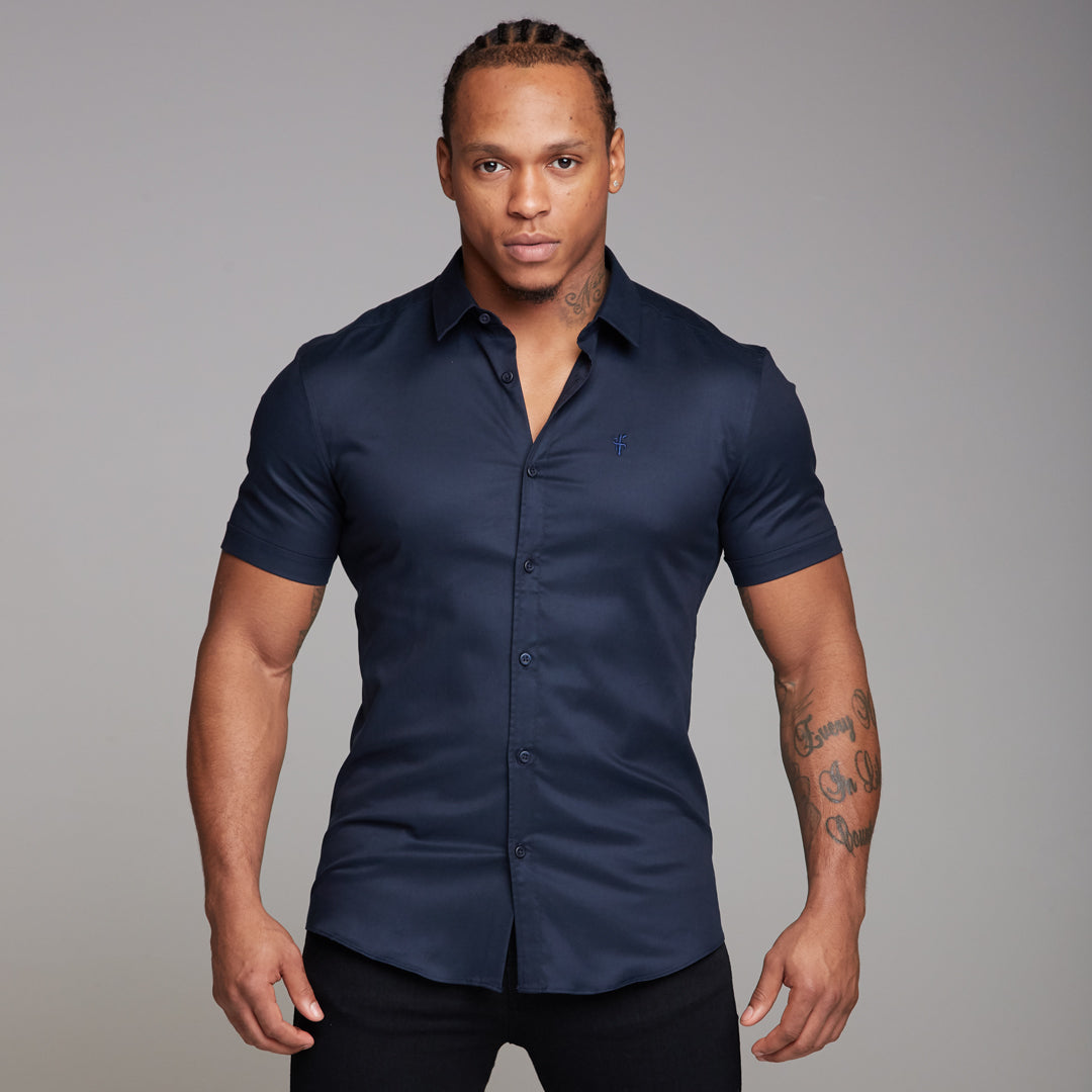 Super Slim Luxe Ultra Stretch Classic Navy Short Sleeve -  FS330