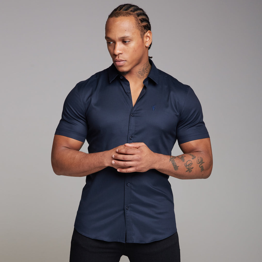Super Slim Luxe Ultra Stretch Classic Navy Short Sleeve -  FS330