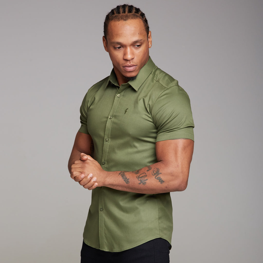 Super Slim Luxe Ultra Stretch Classic Khaki Short Sleeve -  FS338