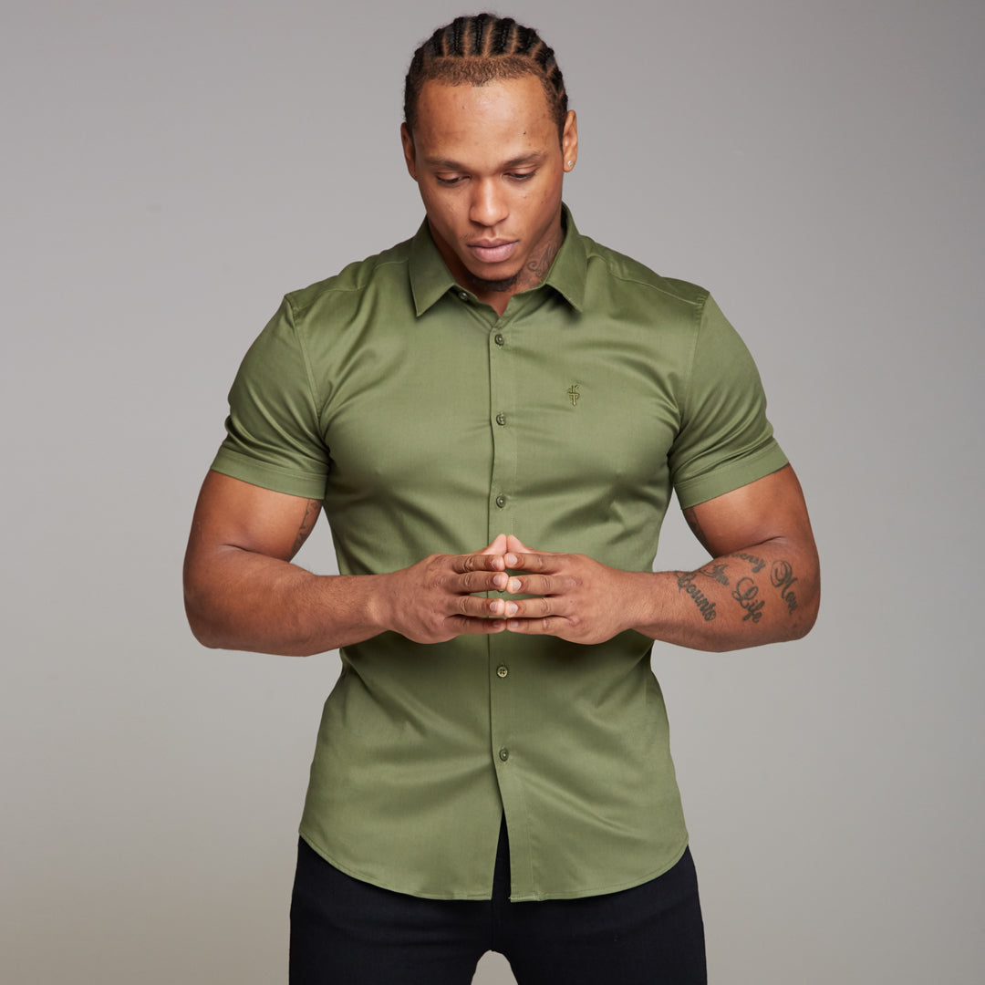 Super Slim Luxe Ultra Stretch Classic Khaki Short Sleeve -  FS338