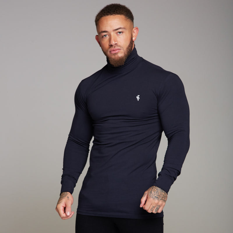 Father Sons Classic Navy Stretch Roll Neck  - FSH164