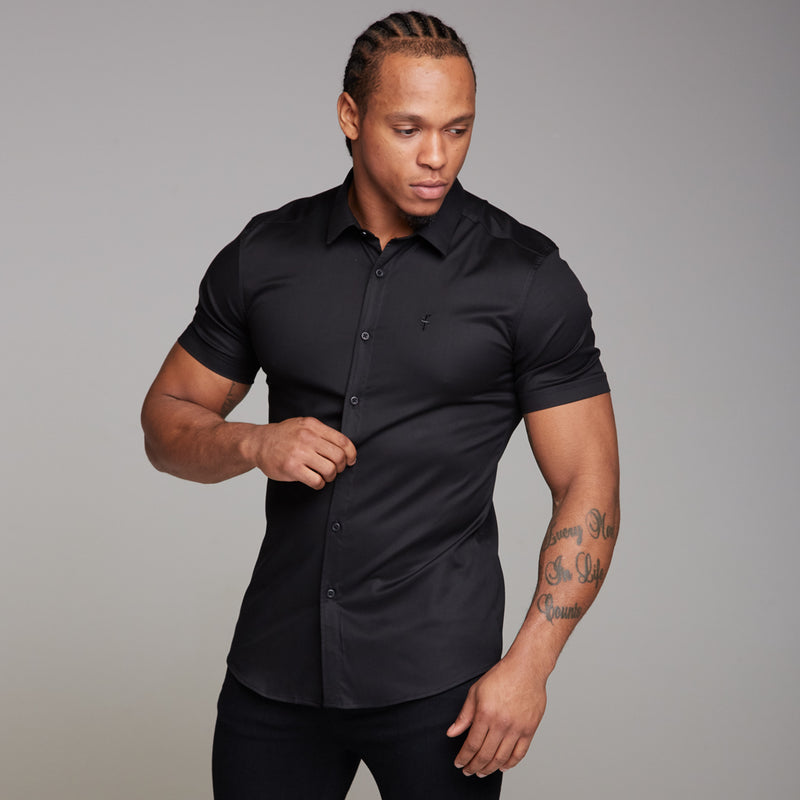 Father Sons Super Slim Luxe Ultra Stretch Classic Black Short Sleeve -  FS227