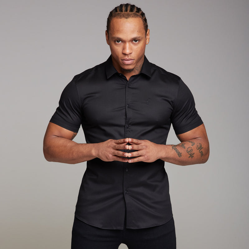 Father Sons Super Slim Luxe Ultra Stretch Classic Black Short Sleeve -  FS227