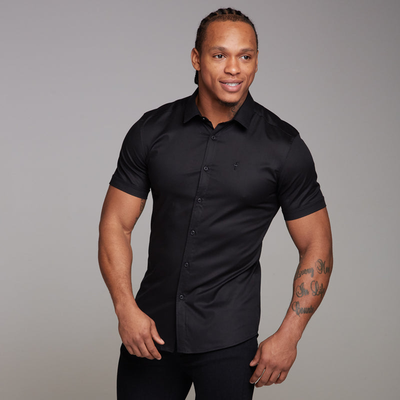 Father Sons Super Slim Luxe Ultra Stretch Classic Black Short Sleeve -  FS227