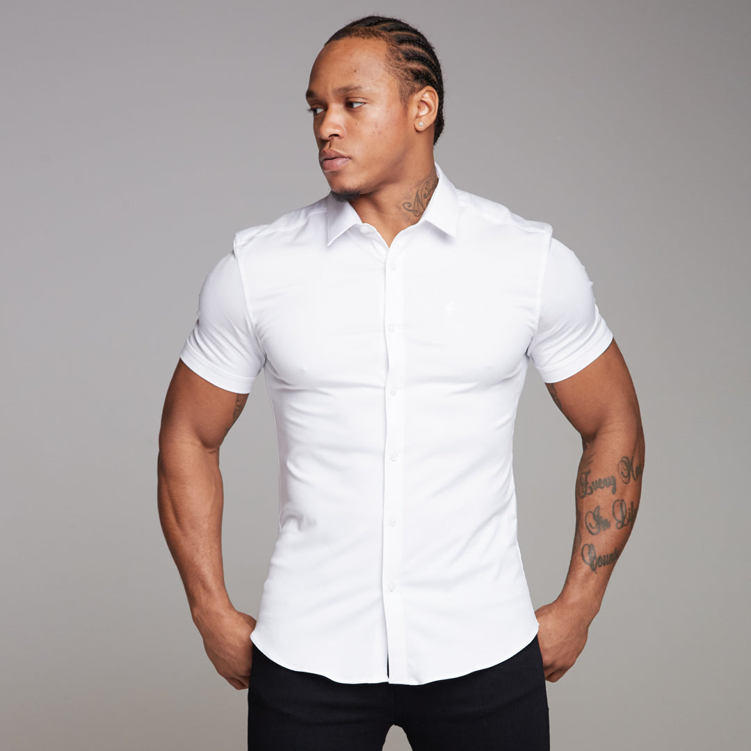 Super Slim Luxe Ultra Stretch Classic White Short Sleeve -  FS332