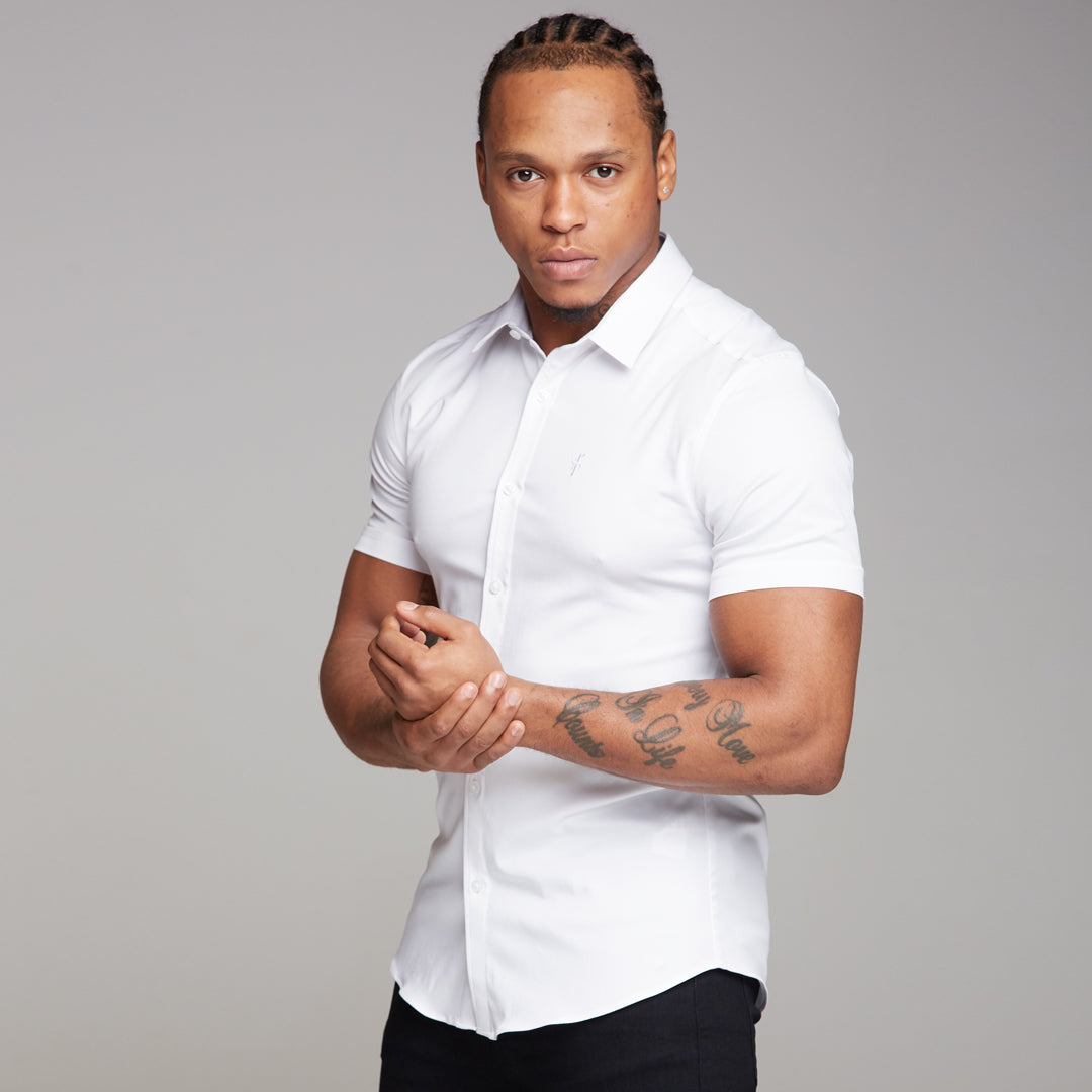 Super Slim Luxe Ultra Stretch Classic White Short Sleeve -  FS332