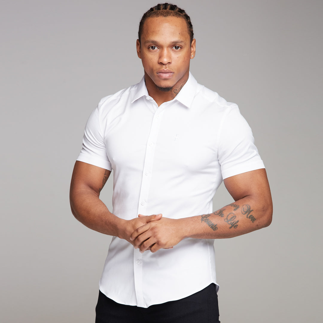 Super Slim Luxe Ultra Stretch Classic White Short Sleeve -  FS332