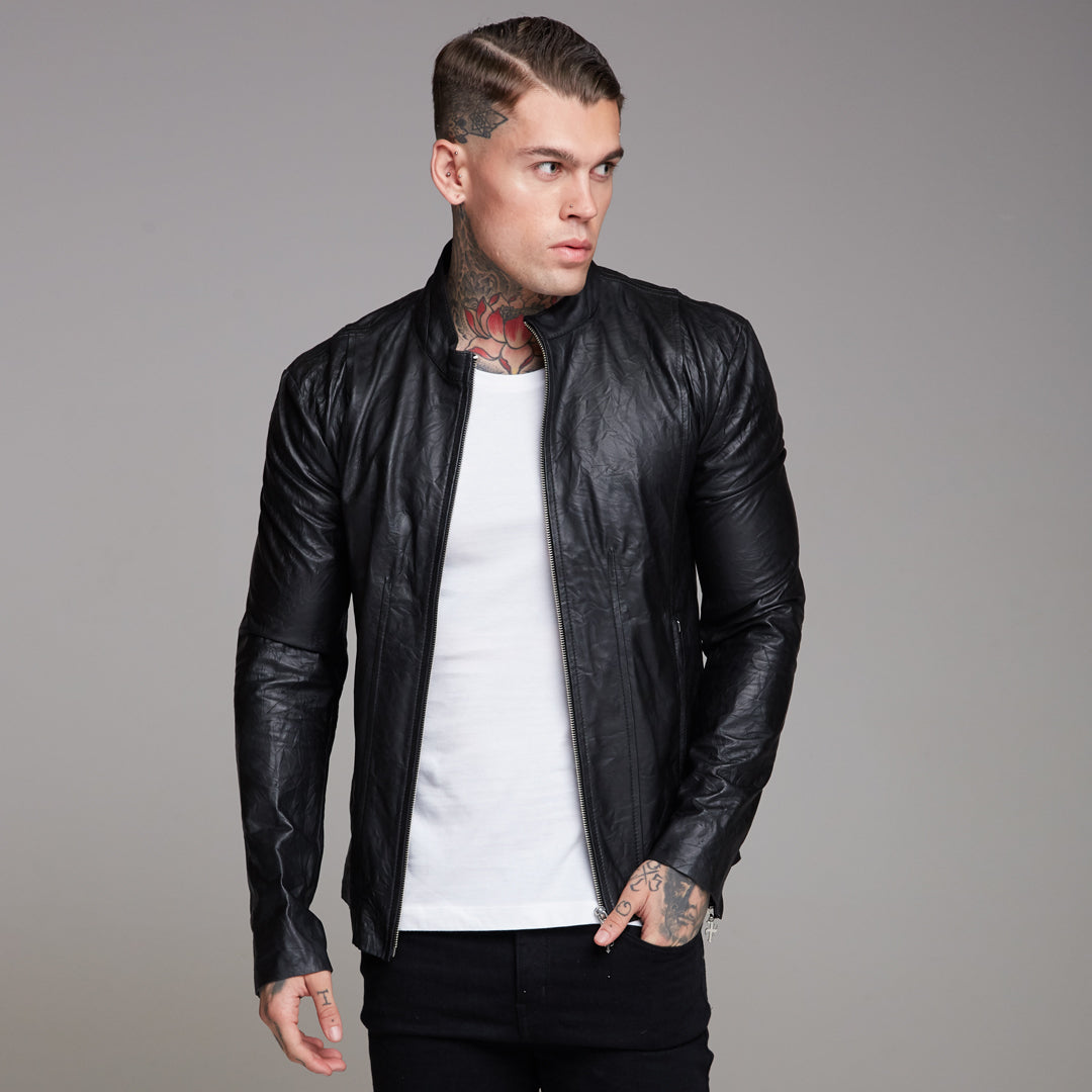 Black Lambs Leather Jacket - FSH163