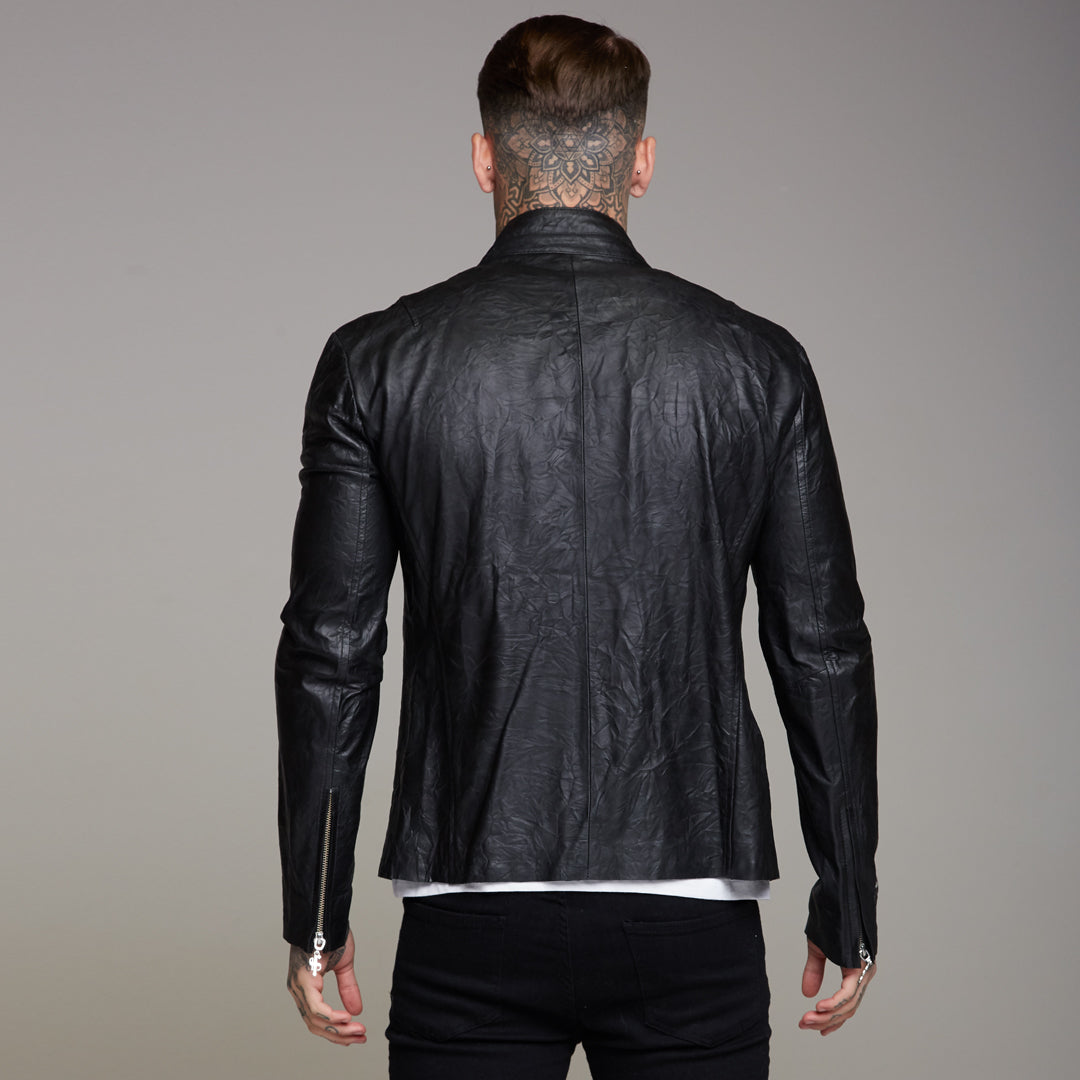 Black Lambs Leather Jacket - FSH163