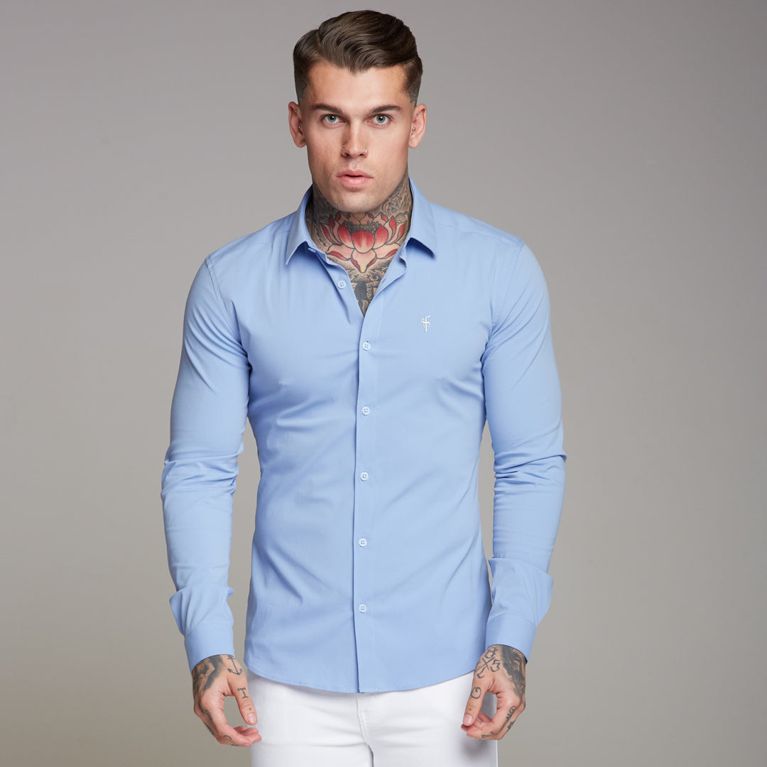 Super Slim Ultra Stretch Classic Light Blue Shirt - FS356