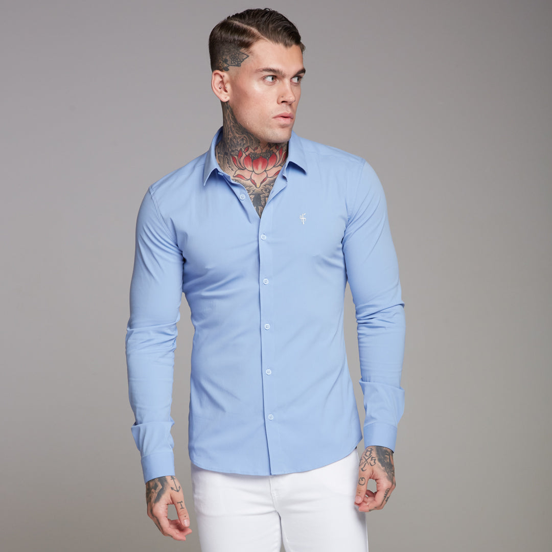 Super Slim Ultra Stretch Classic Light Blue Shirt - FS356