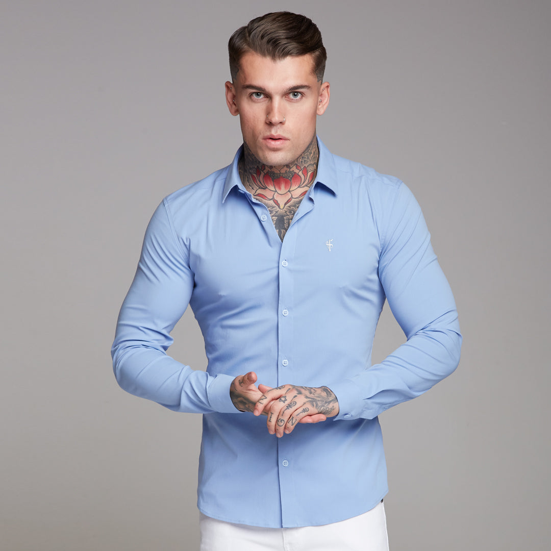 Super Slim Ultra Stretch Classic Light Blue Shirt - FS356