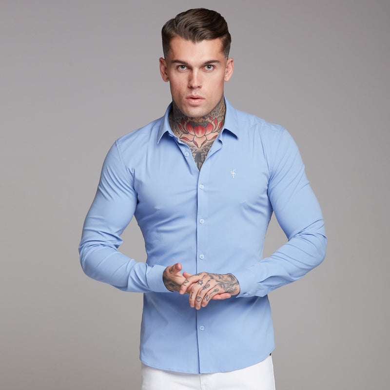 Father Sons Super Slim Ultra Stretch Classic Light Blue Shirt - FS356