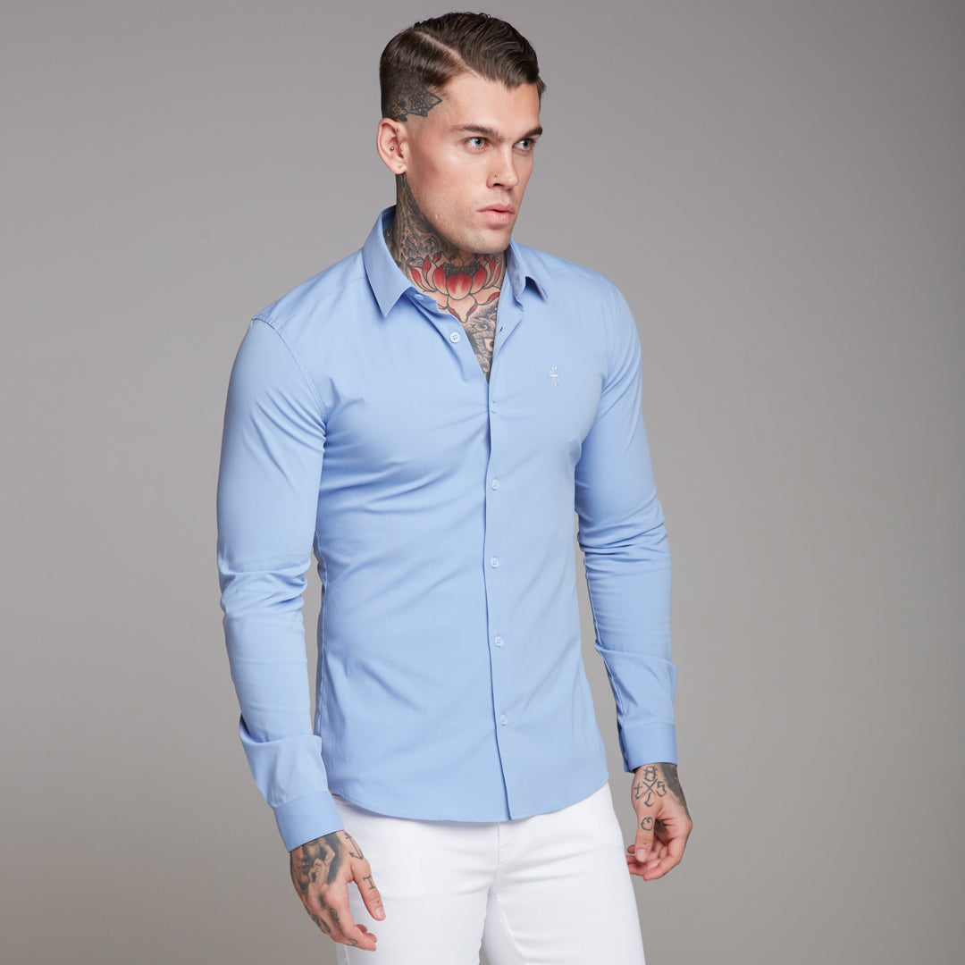 Super Slim Ultra Stretch Classic Light Blue Shirt - FS356