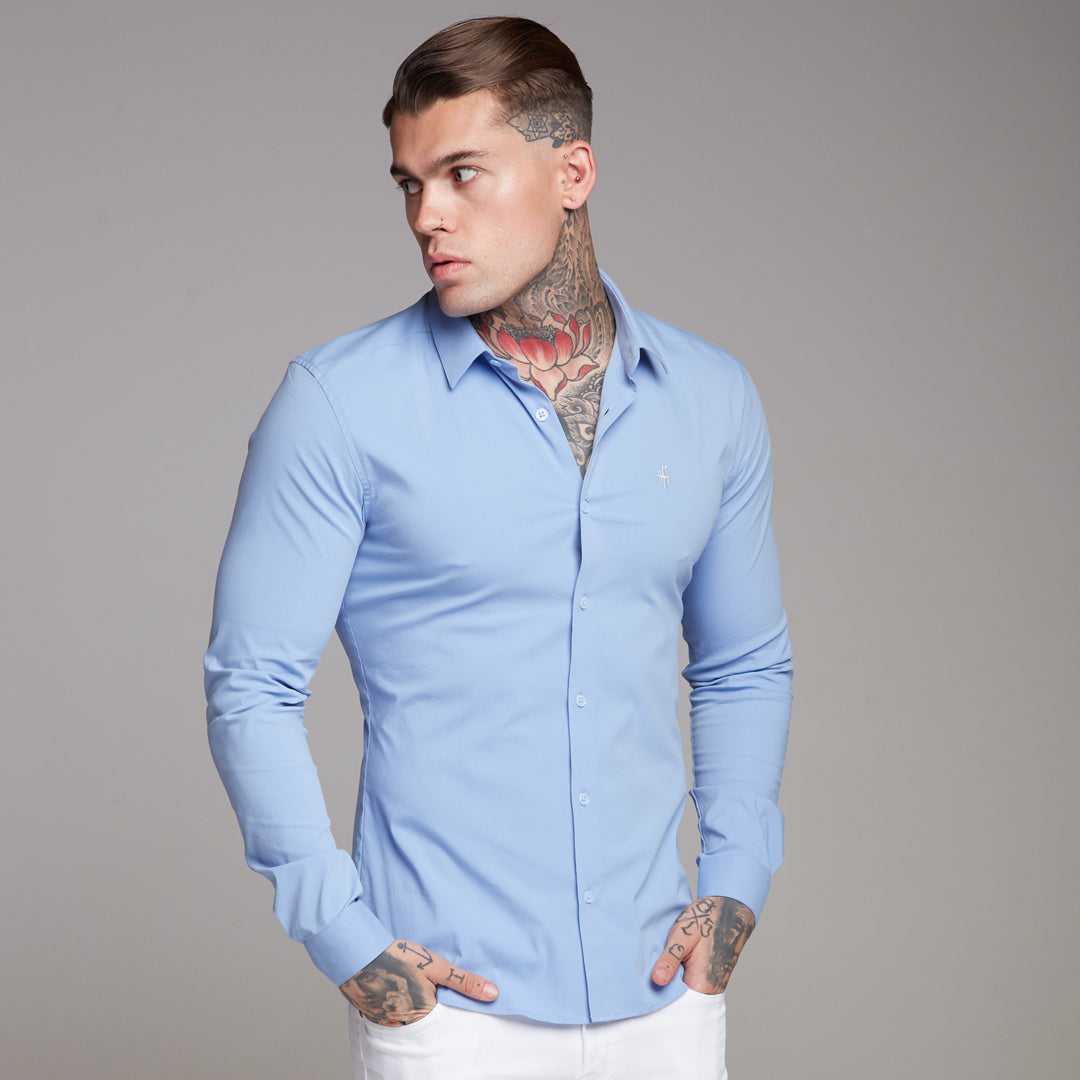 Super Slim Ultra Stretch Classic Light Blue Shirt - FS356