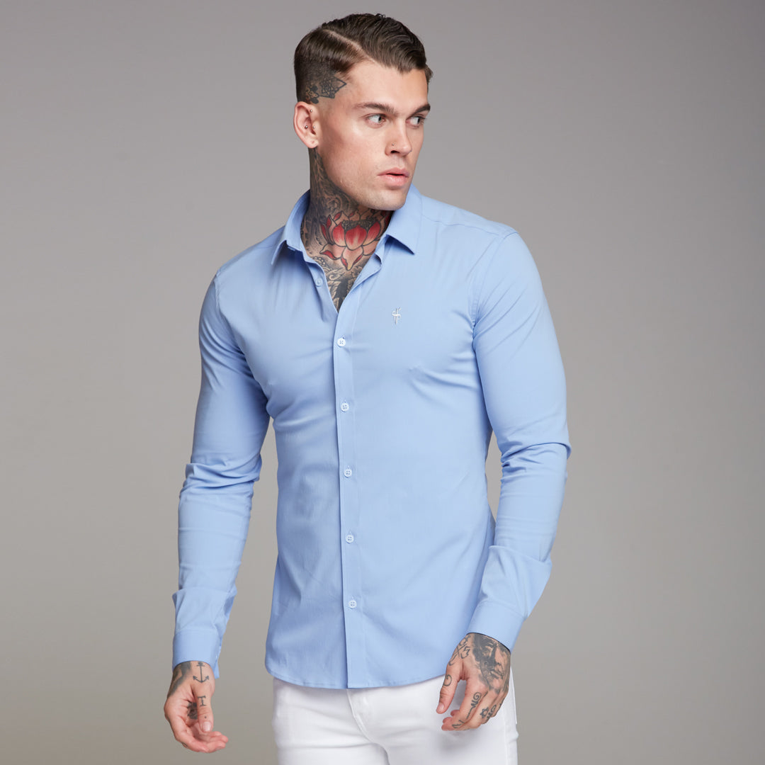 Super Slim Ultra Stretch Classic Light Blue Shirt - FS356