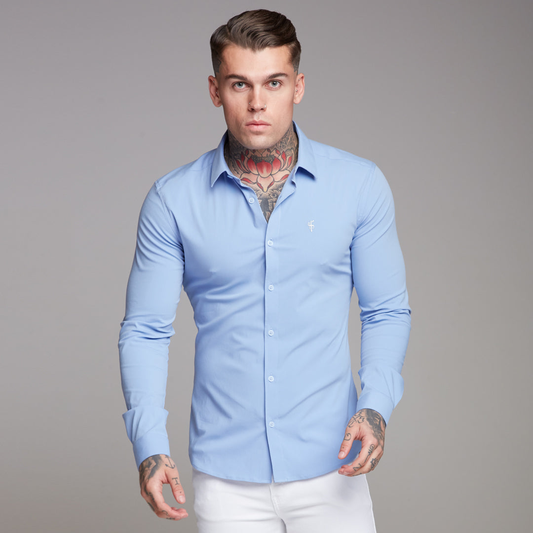 Super Slim Ultra Stretch Classic Light Blue Shirt - FS356