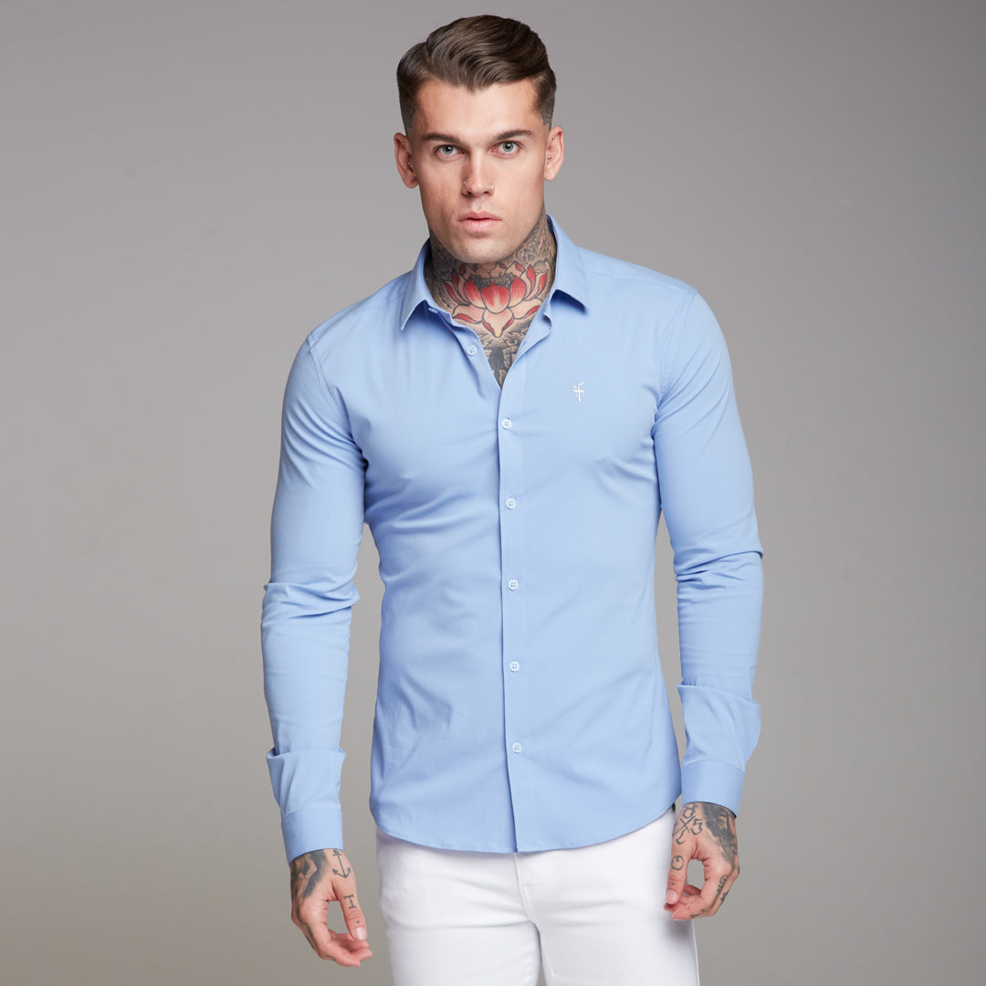 Super Slim Ultra Stretch Classic Light Blue Shirt - FS356